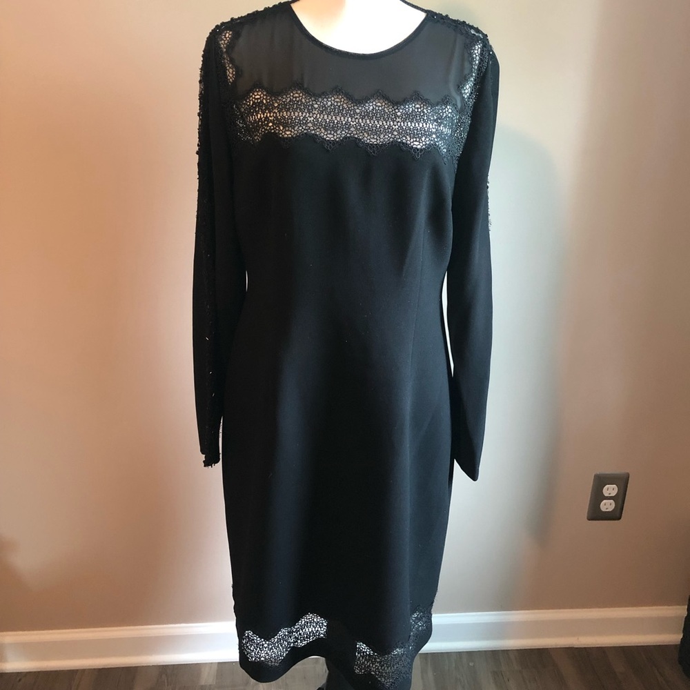 EUC Elite Tahari Candice Crepe Lace Dress